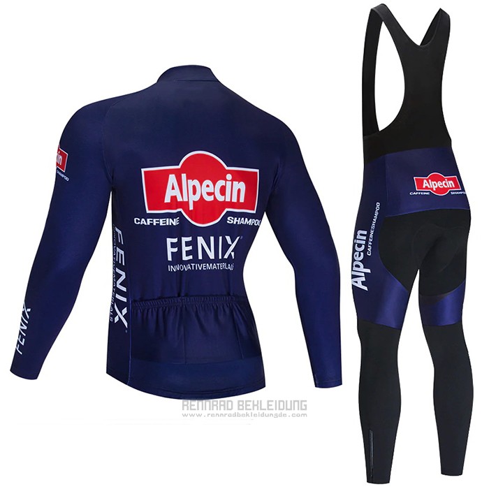 2021 Fahrradbekleidung Alpecin Fenix Tief Blau Trikot Langarm und Tragerhose